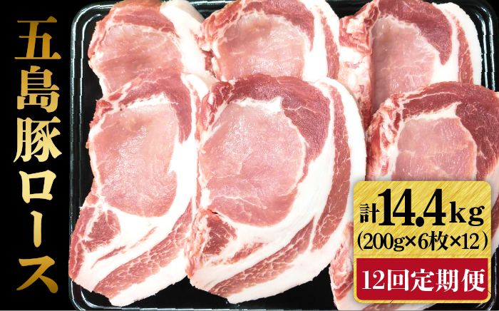 【全12回定期便】五島豚 極厚ロース200g×6枚 五島市 / 肉のマルヒサ  [PCV036]